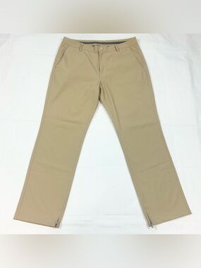 Bonobos Golf Chino Pants Mens 34x32 Straight Performance Ankle Zip Preppy Khaki